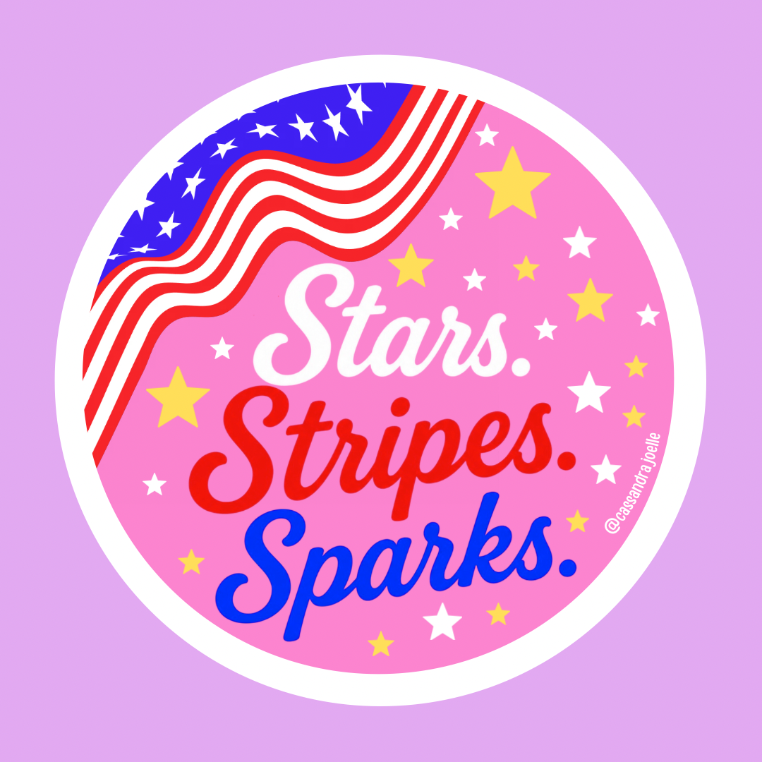 Stars. Stripes. Sparks. 3” Waterproof Sticker