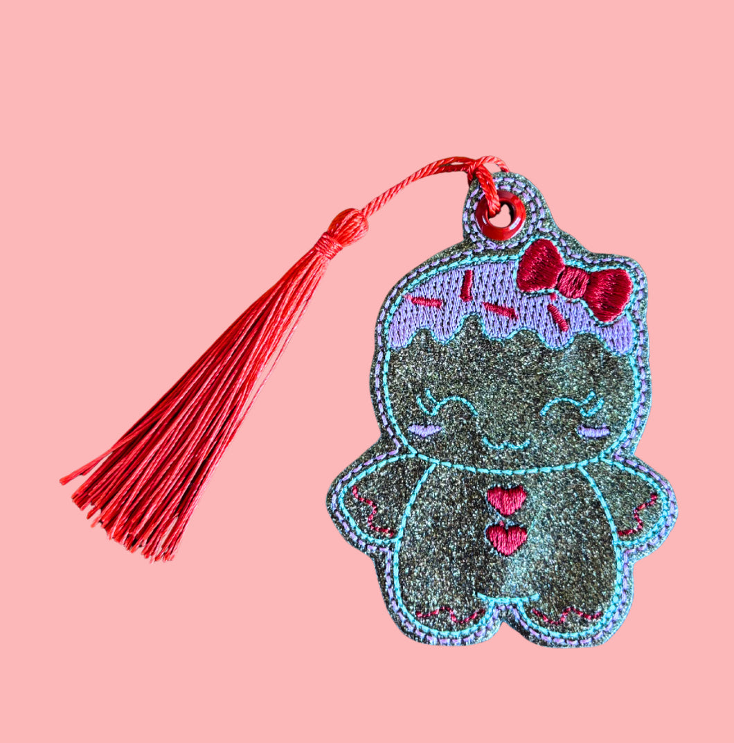 Gingerbread Girl Glitter Bookmark