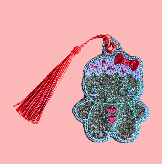 Gingerbread Girl Glitter Bookmark