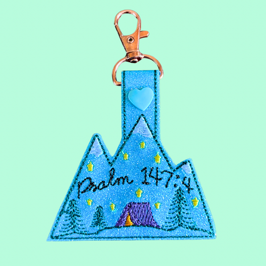 Psalm 147:4 Glitter Keychain with Rose Gold Hardware