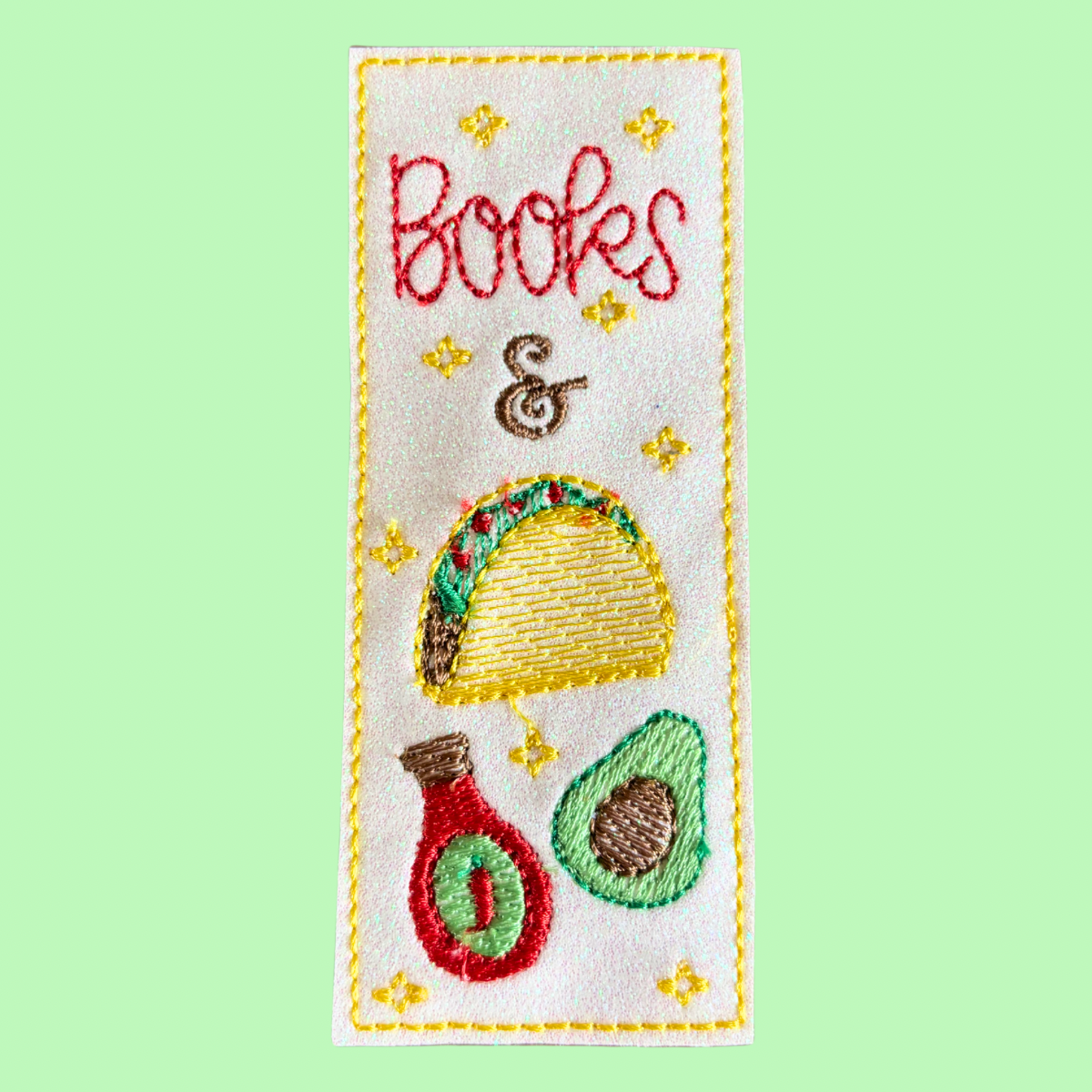 Books & Tacos Glitter Bookmark